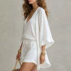 Women's Linen Three-Piece Co-Ord Set with Drawstring Shorts