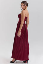 Red Pleated Georgette Maxi Dress