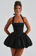 Black Mini Dress with Puffball Skirt