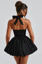 Black Mini Dress with Puffball Skirt