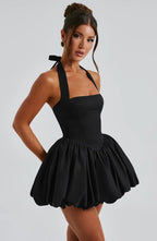 Black Mini Dress with Puffball Skirt