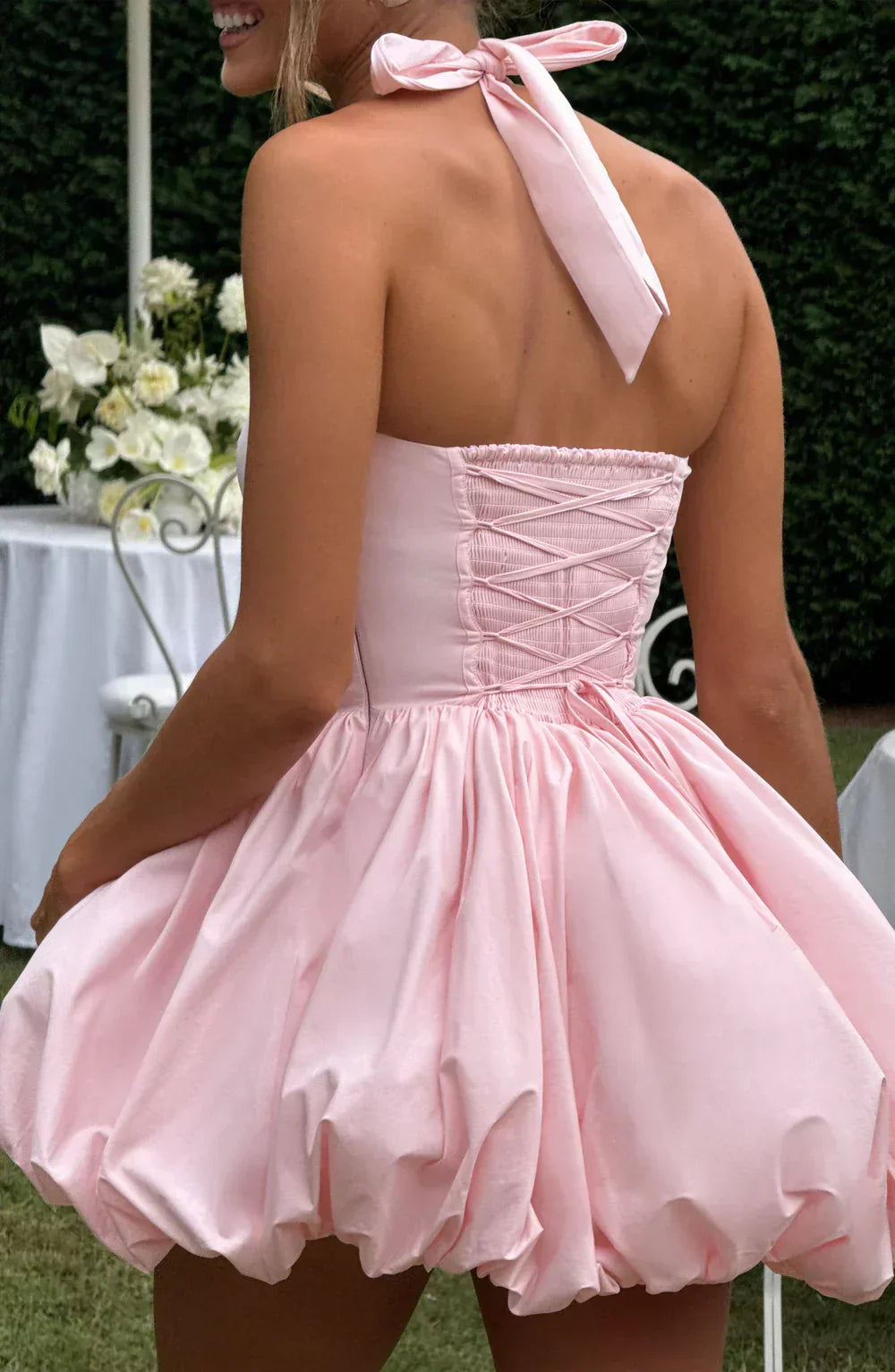 Pink Mini Dress with Puffball Skirt