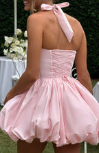 Pink Mini Dress with Puffball Skirt