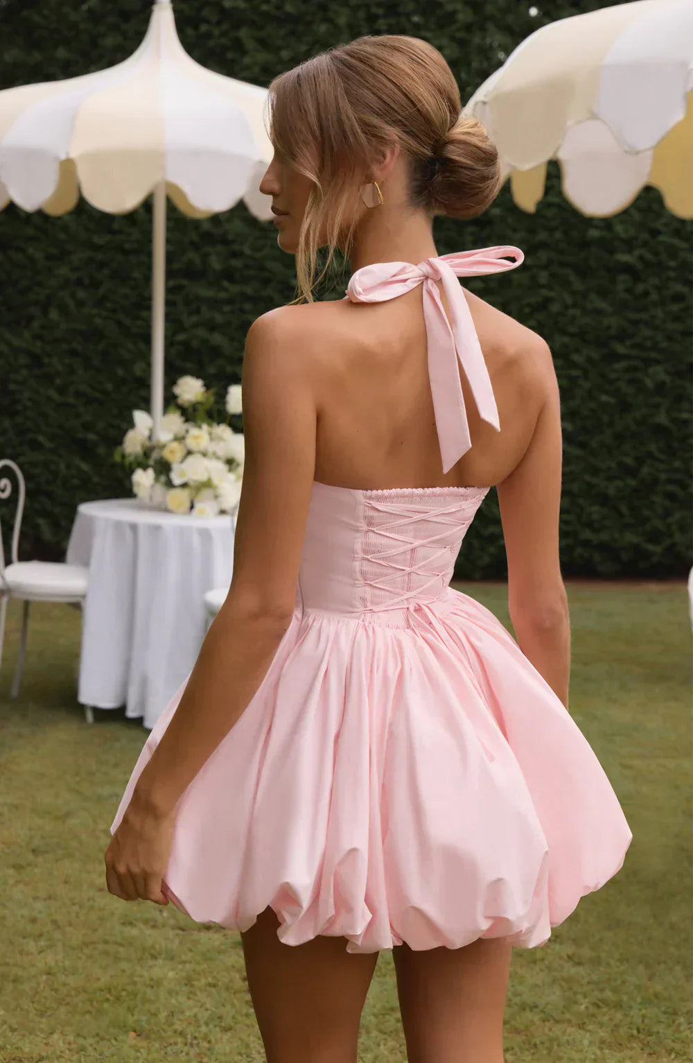 Pink Mini Dress with Puffball Skirt