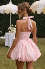 Pink Mini Dress with Puffball Skirt