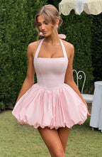 Pink Mini Dress with Puffball Skirt