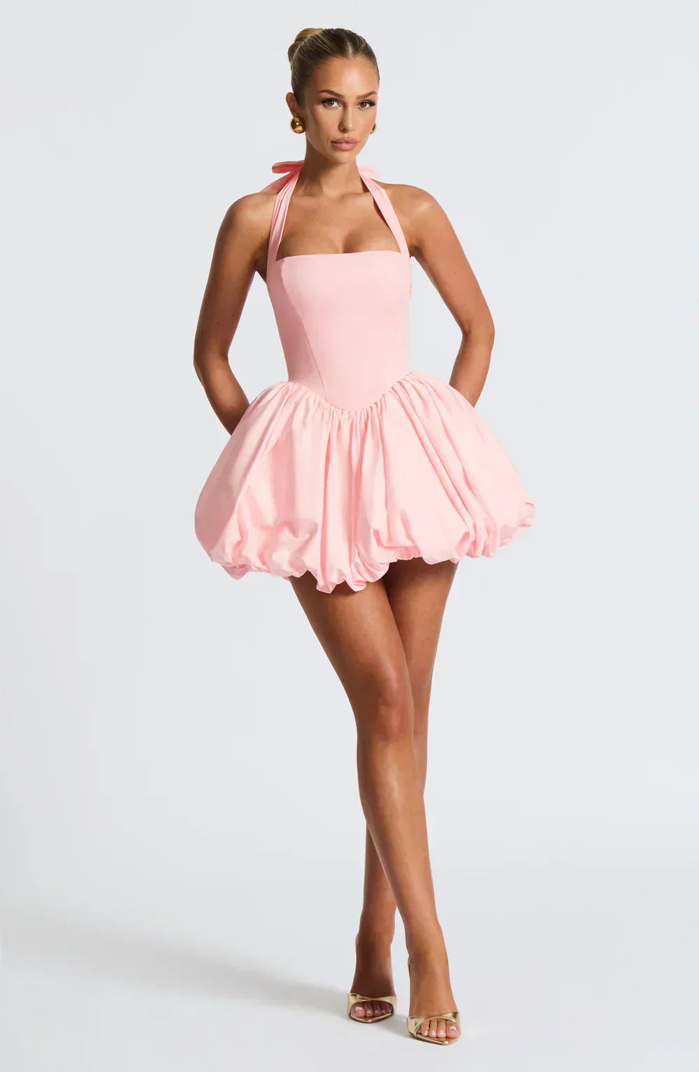 Pink Mini Dress with Puffball Skirt