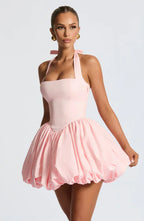 Pink Mini Dress with Puffball Skirt