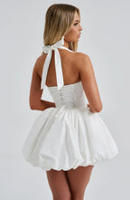 White Mini Dress with Puffball Skirt