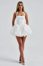 White Mini Dress with Puffball Skirt