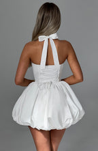 White Mini Dress with Puffball Skirt