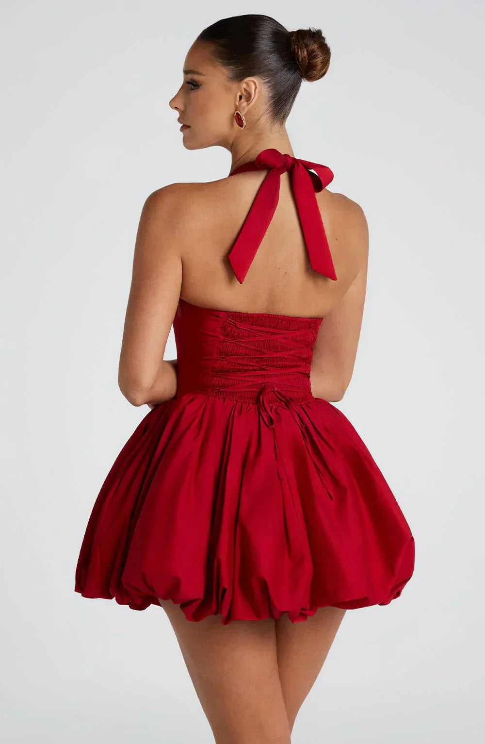 Red Mini Dress with Puffball Skirt