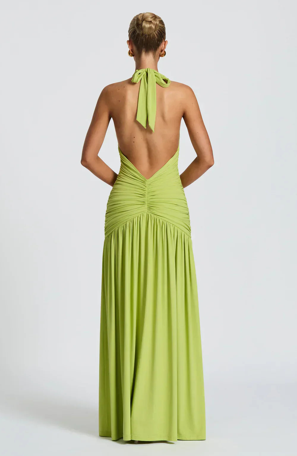 Green Halter Neck Maxi Dress with Side Split