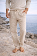Men's Linen Drawstring Trousers with Elasticated Waist