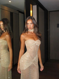 Beige Shimmer Maxi Dress