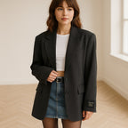 Women's Oversized Tailored Blazer with Two-Button Front