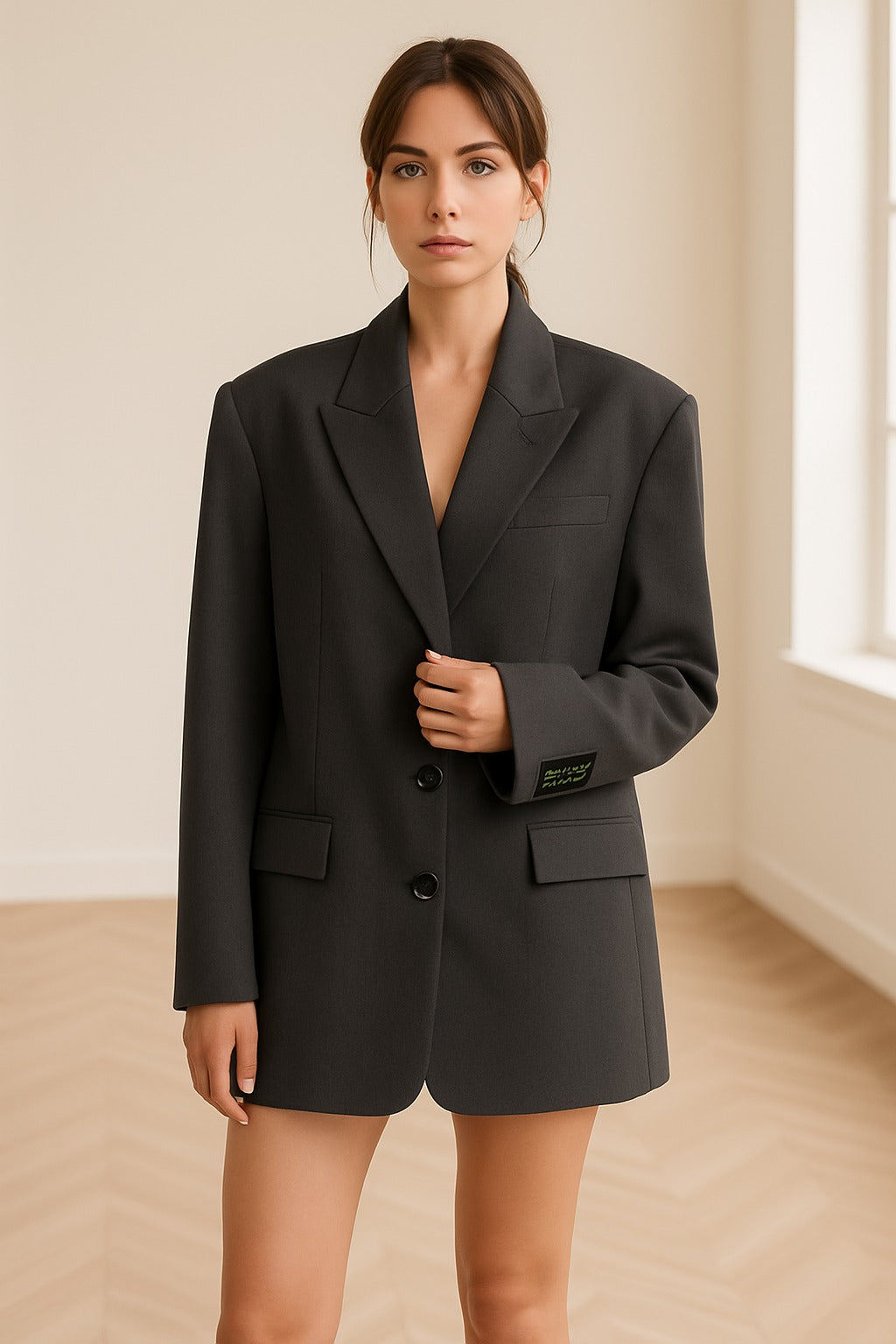 Women's Oversized Tailored Blazer with Two-Button Front