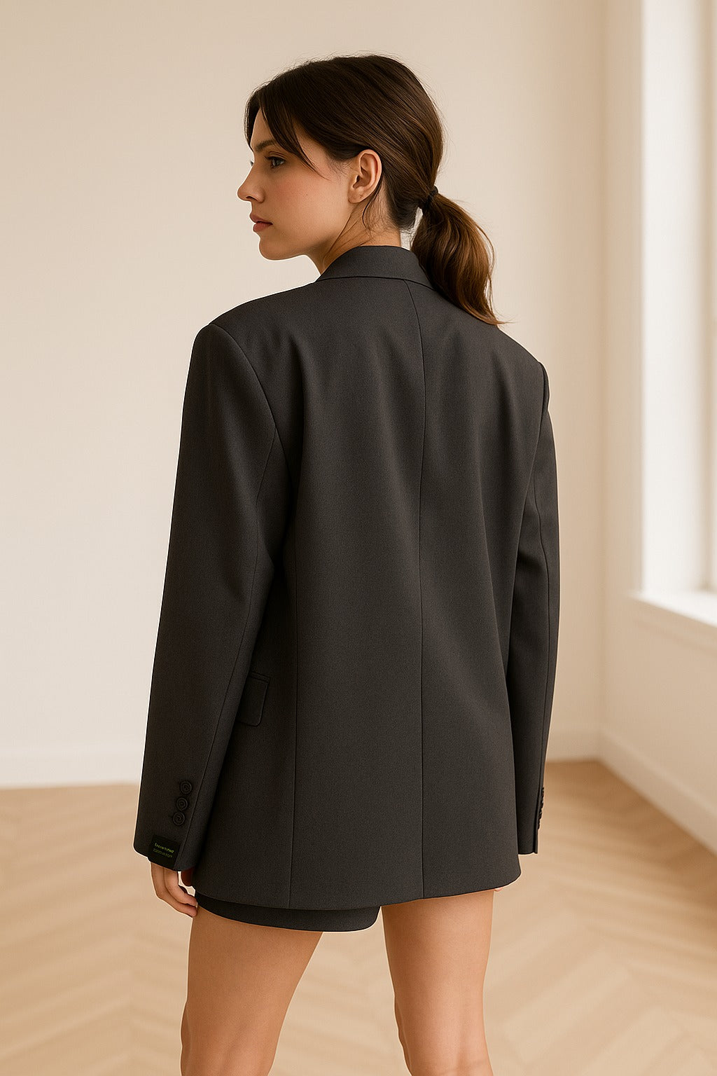 Women's Oversized Tailored Blazer with Two-Button Front