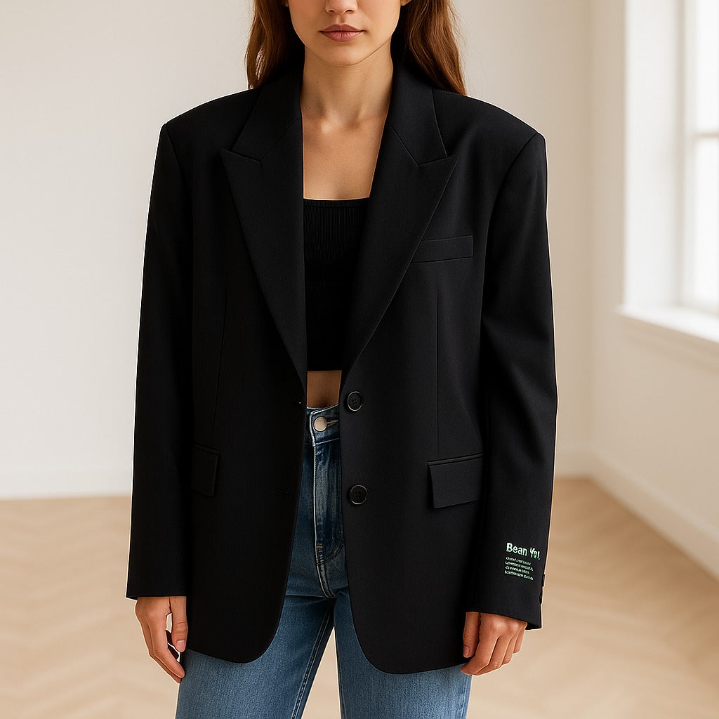 Women's Oversized Tailored Blazer with Two-Button Front
