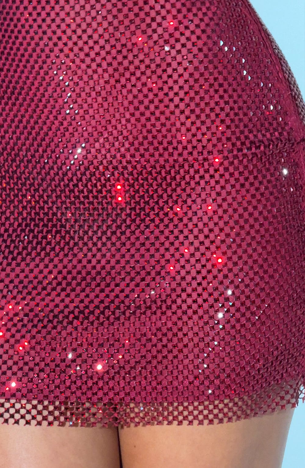 Red Mini Bodycon Dress with Rhinestone Detail