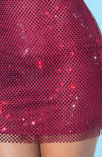 Red Mini Bodycon Dress with Rhinestone Detail