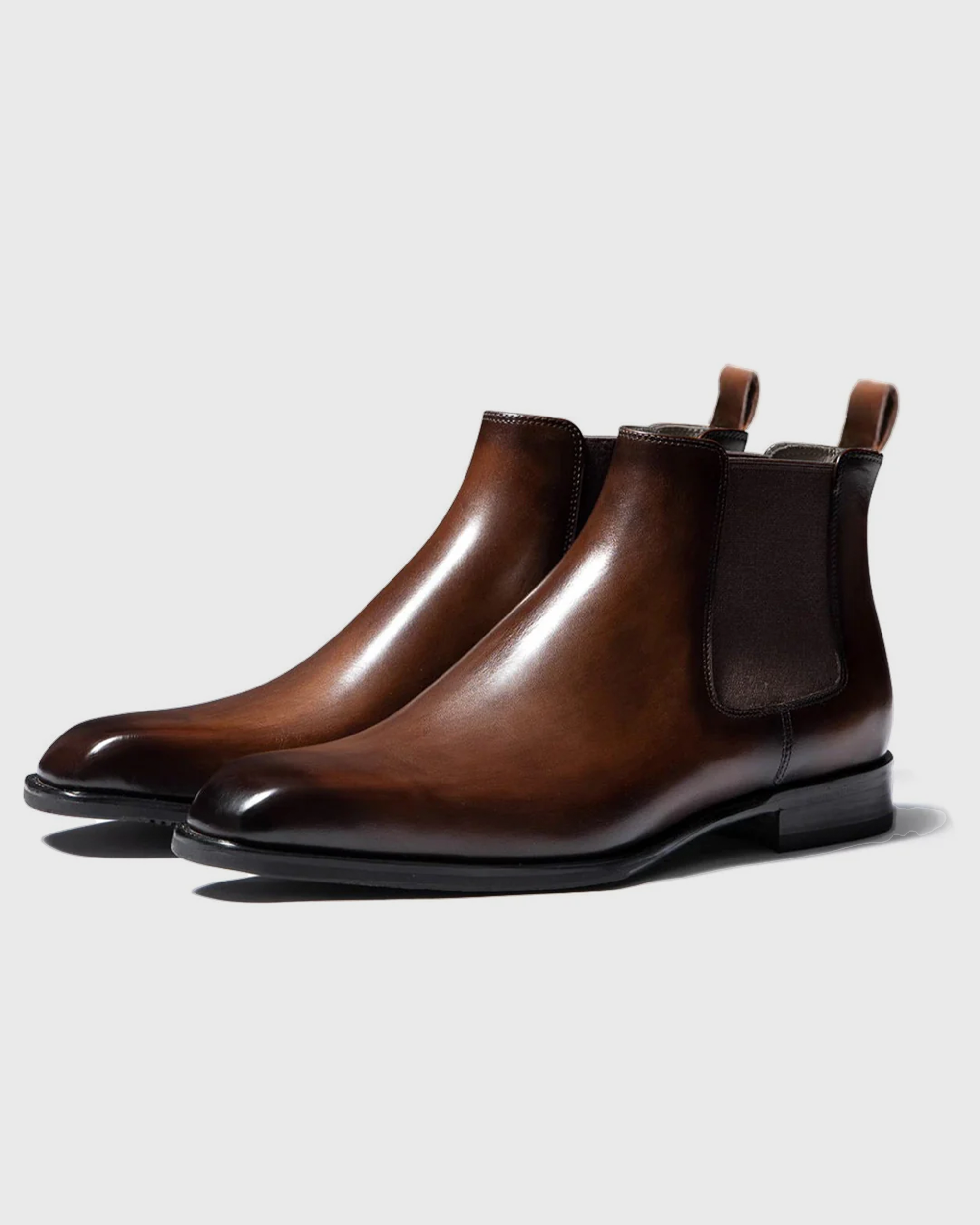 Men's Chelsea Boots with Elastic Side Panels and Almond Toe
