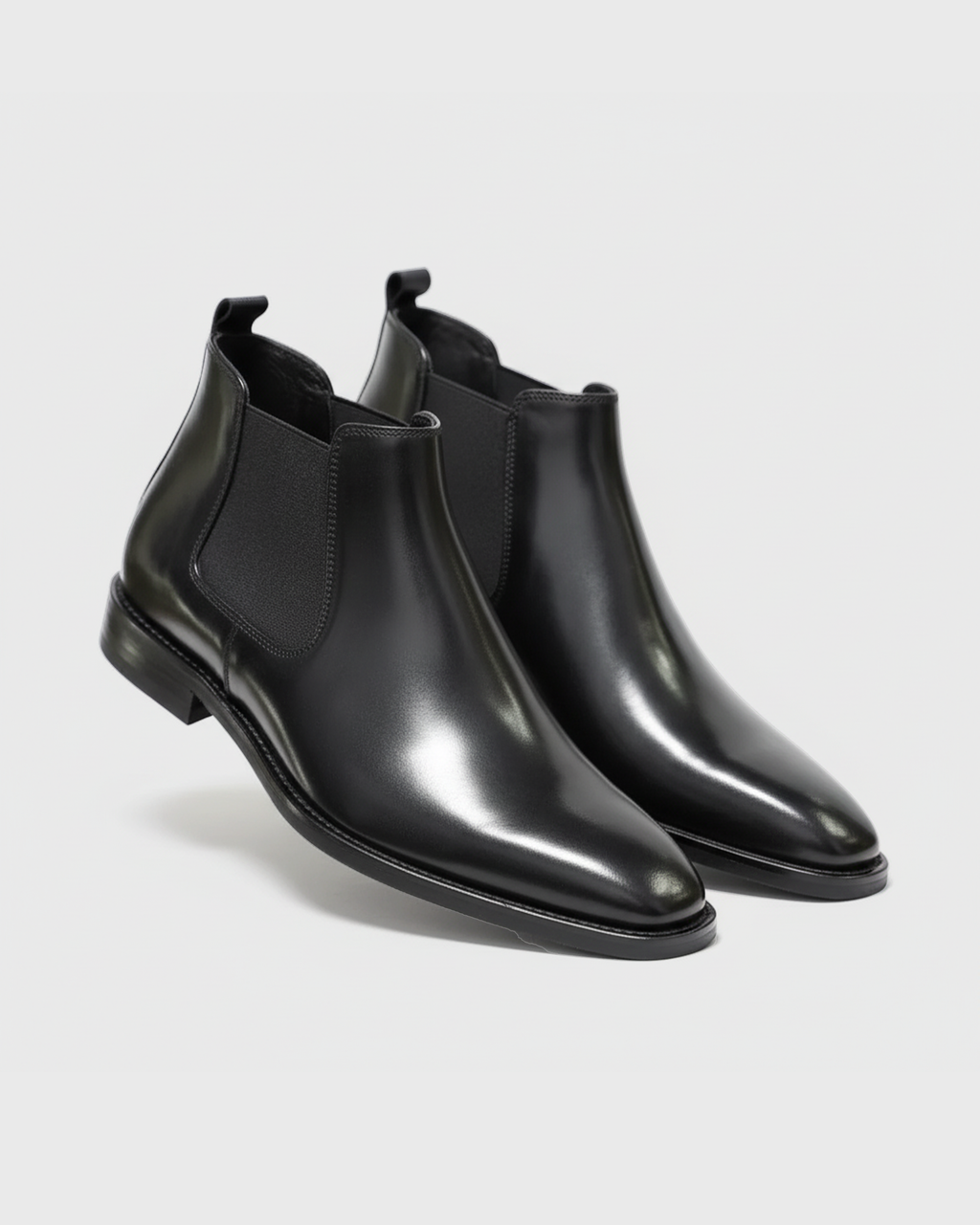 Men's Chelsea Boots with Elastic Side Panels and Almond Toe