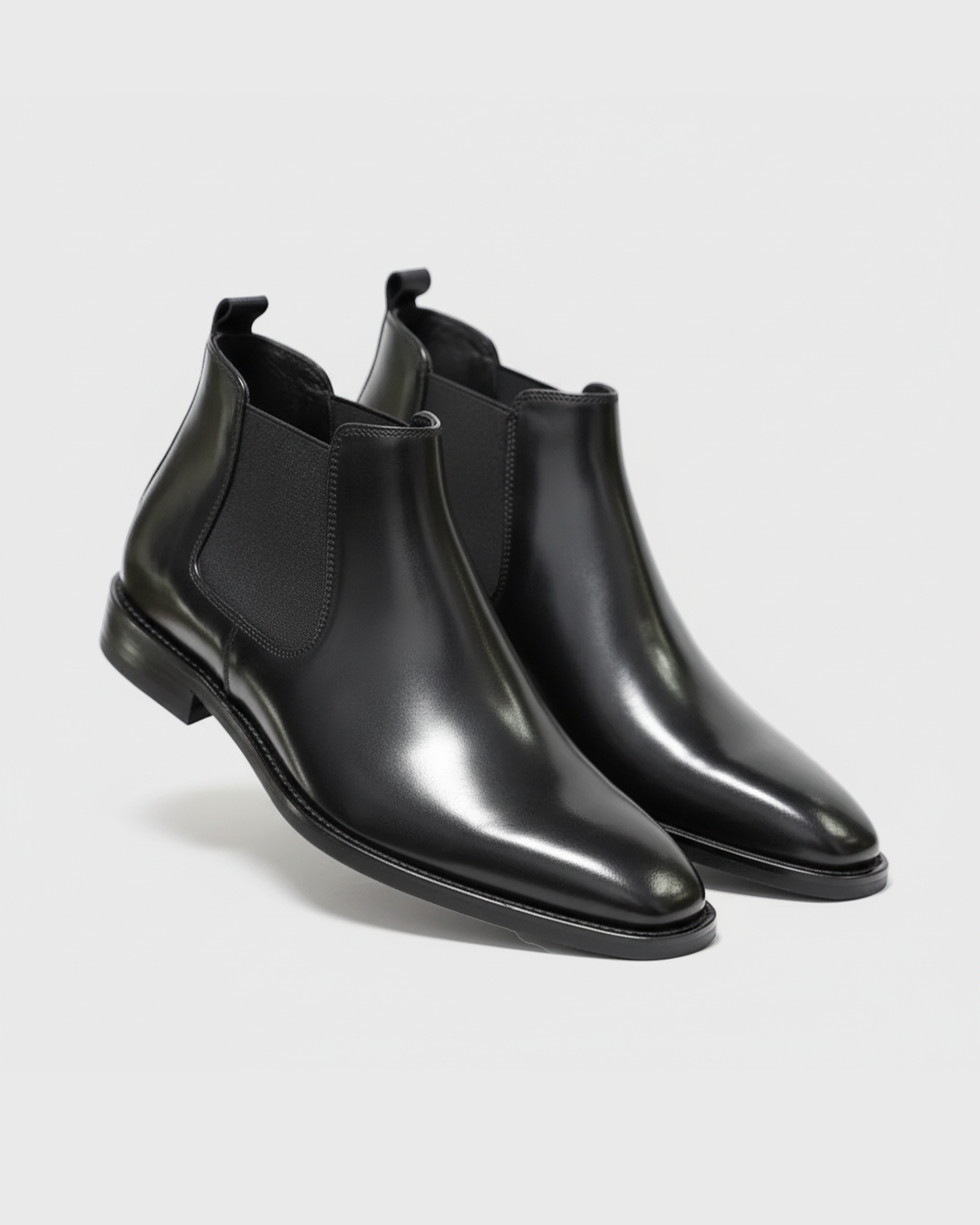 Men's Chelsea Boots with Elastic Side Panels and Almond Toe