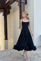Black Structured Midi Dress with Underwired Bodice