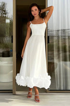 White Structured Midi Dress with Underwired Bodice