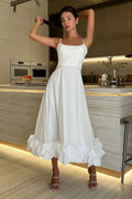 White Structured Midi Dress with Underwired Bodice
