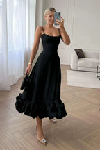 Black Structured Midi Dress with Underwired Bodice