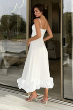 White Structured Midi Dress with Underwired Bodice