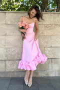 Pink Structured Midi Dress with Underwired Bodice