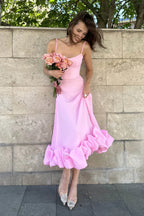 Pink Structured Midi Dress with Underwired Bodice