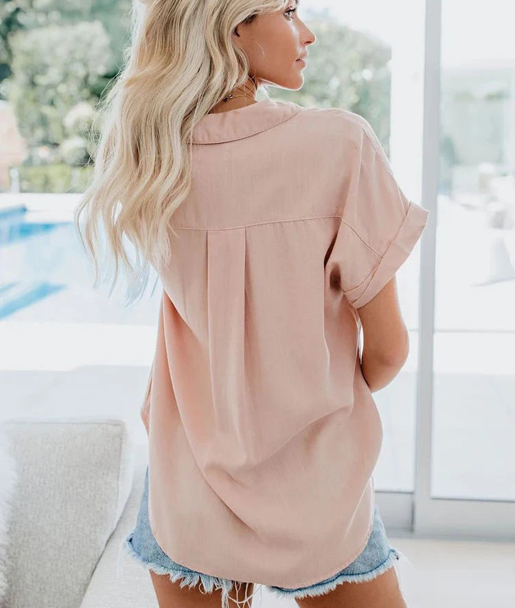 Women's Relaxed Casual Blouse with Half Sleeves