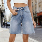 Women's Relaxed Denim Shorts with Raw Hem