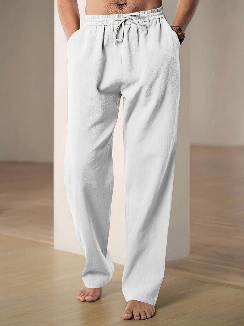 Men's Relaxed Wide-Leg Pants with Drawstring Waist