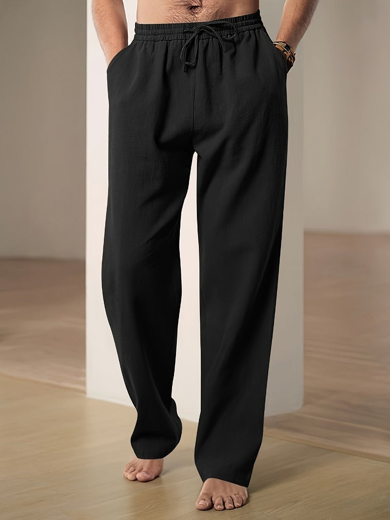 Men's Relaxed Wide-Leg Pants with Drawstring Waist