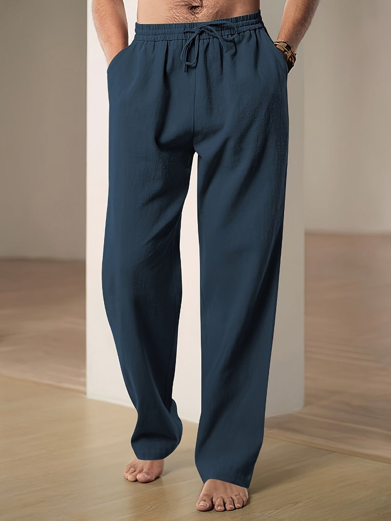 Men's Relaxed Wide-Leg Pants with Drawstring Waist