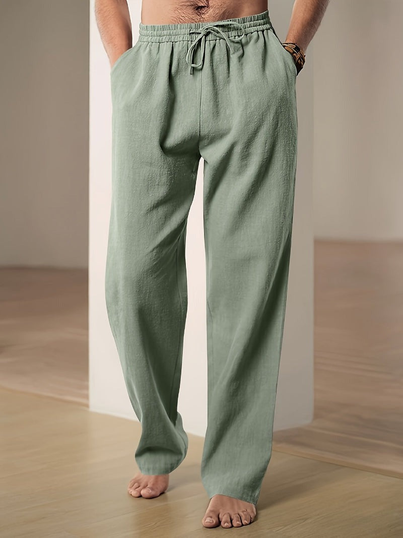 Men's Relaxed Wide-Leg Pants with Drawstring Waist