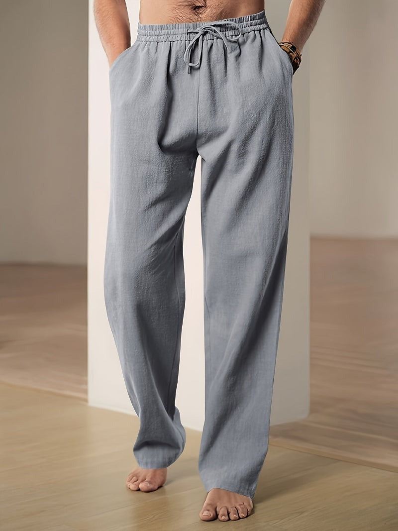 Men's Relaxed Wide-Leg Pants with Drawstring Waist