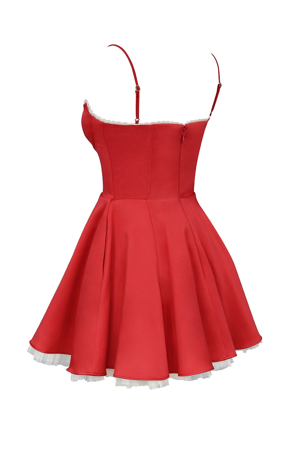 Red Mini Dress with Corset Bodice and Tulle Skirt