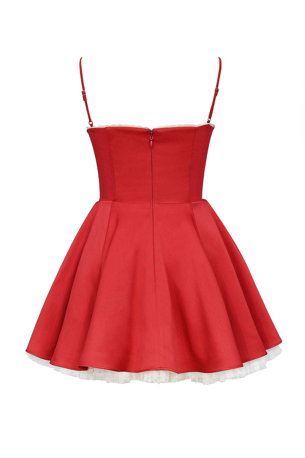 Red Mini Dress with Corset Bodice and Tulle Skirt