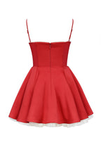 Red Mini Dress with Corset Bodice and Tulle Skirt