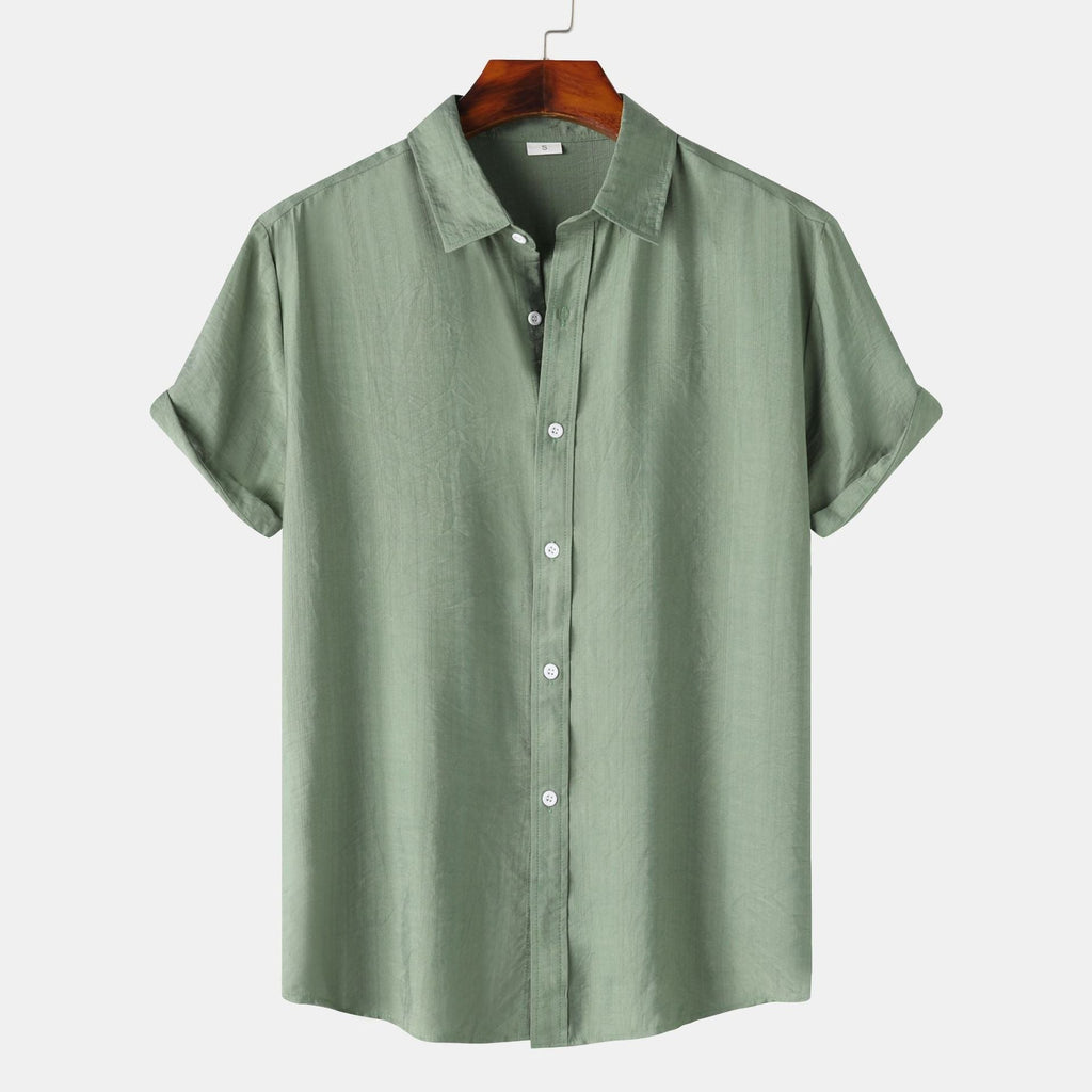 Men's Relaxed Linen Shirt with Spread Collar