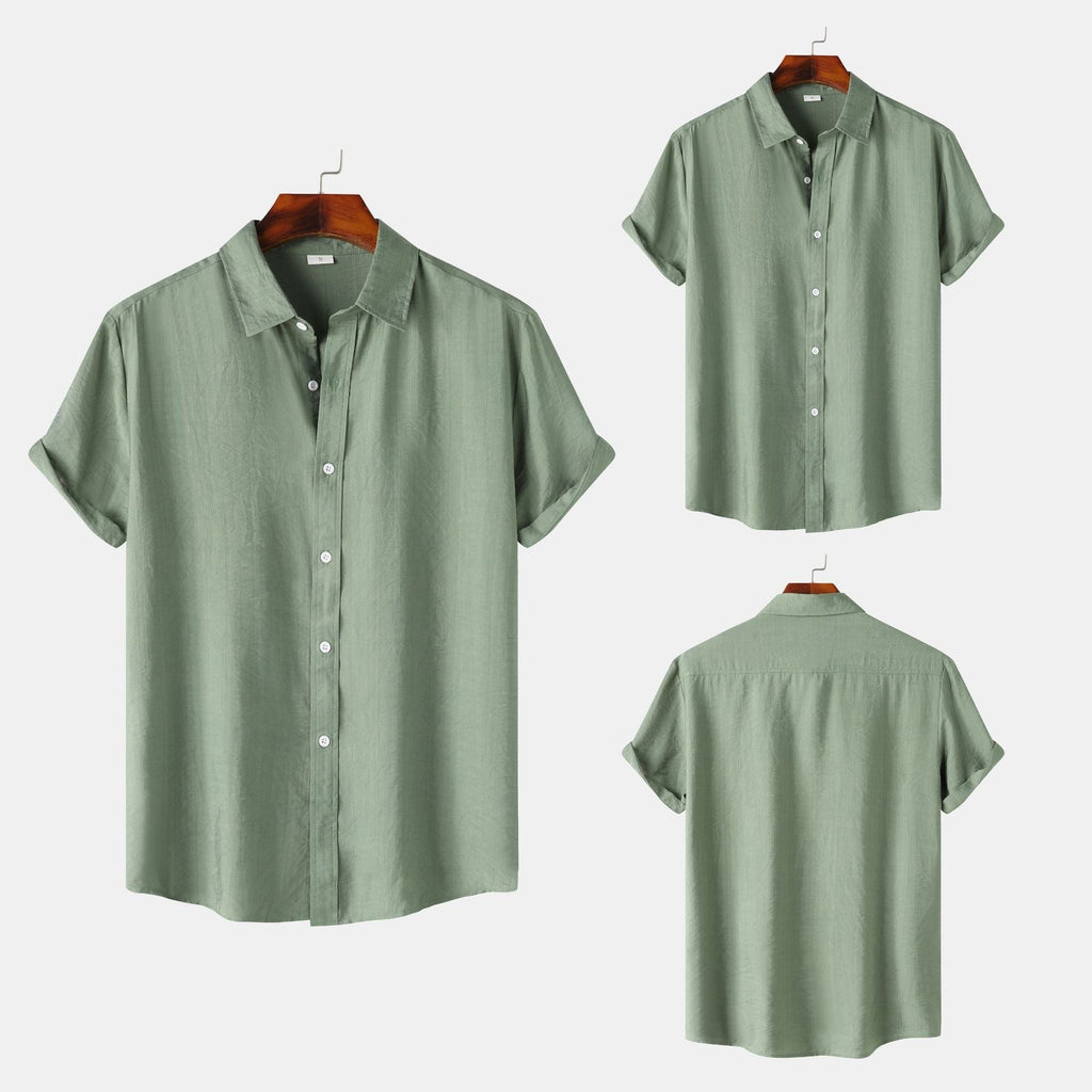 Men's Relaxed Linen Shirt with Spread Collar