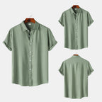 Men's Relaxed Linen Shirt with Spread Collar