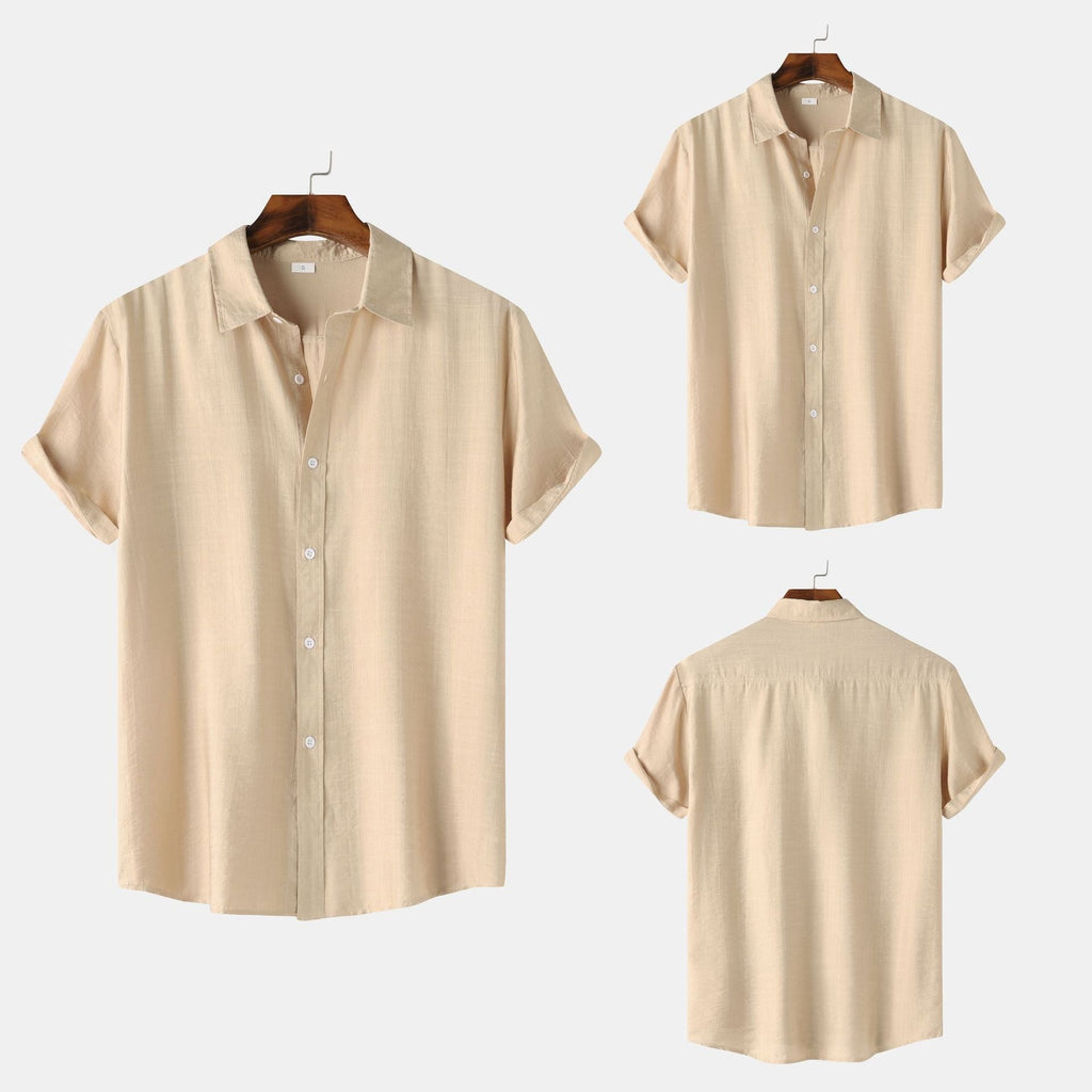 Men's Relaxed Linen Shirt with Spread Collar
