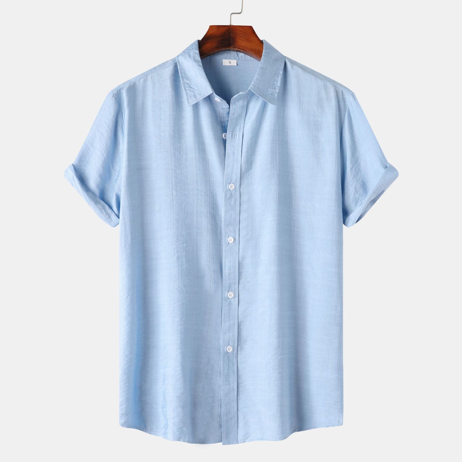 Men's Relaxed Linen Shirt with Spread Collar